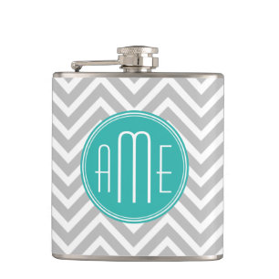 Cantil Elegante Moderno Cinza Chevron e Monograma Verde M