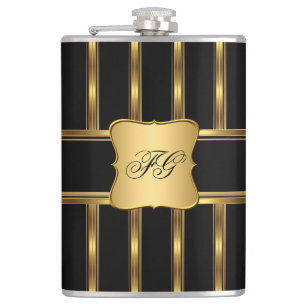 Cantil Elegante Monograma com Nome em Metal Preto e Doura