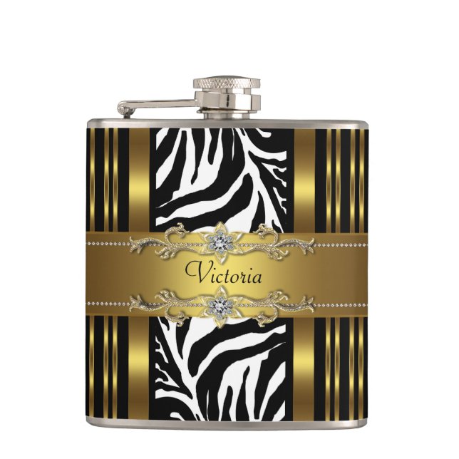 Cantil Elegante Zebra Preto e Dourado (Frente)