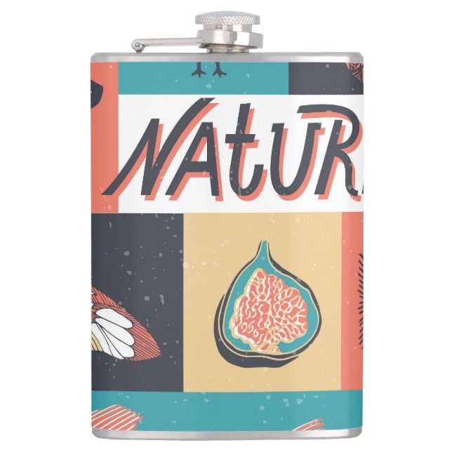 Cantil Elementos Natureza, Ícones de Estilo Retroativo. (Frente)
