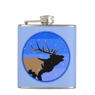 Cantil Elk Bugling no inverno - Arte original da vida sel