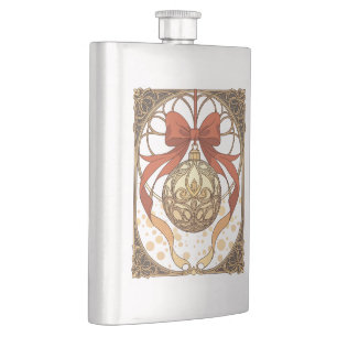 Cantil Enfeite de Natal Vermelho e Bege Art Nouveau