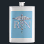 Cantil Enfermeira Registrada RN Silver Caduceus em Baby B<br><div class="desc">O design do Símbolo Símbólico do Cromo Silver Como Caduceus para Símbolo Médico, apresentado aqui em um fundo Baby Blue. Os cobras caduceus são feitos para parecerem feitos de cromo. Bom para a formatura, para a sua profissão, ou para um presente com aquele olhar médico que você está procurando. Use...</div>