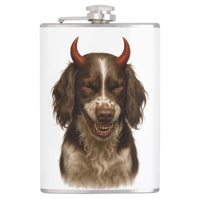 Cantil English Springer Spaniel naughty Devil Hip Flask (Frente)