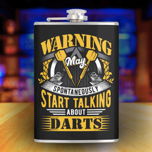Cantil Engraçado Dart Advertindo Vinyl Wrapped Flask 8 oz