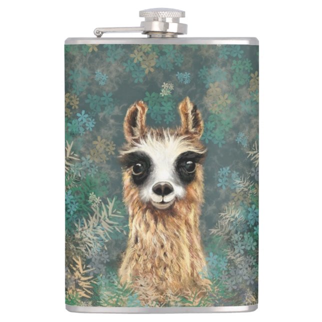 Cantil Engraçado Flask com Curioso Llama (Frente)