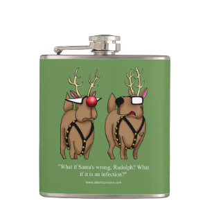 Cantil Engraçado Reindeer Humor Cartoon Holiday Flask Gi