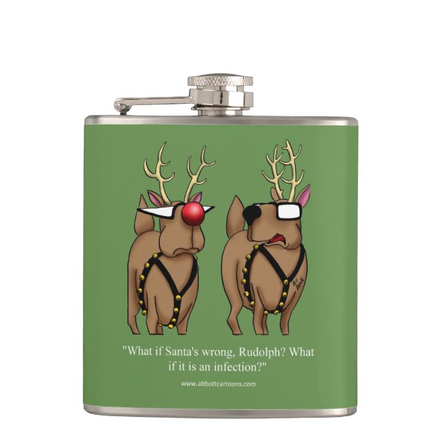 Cantil Engraçado Reindeer Humor Cartoon Holiday Flask Gif (Frente)