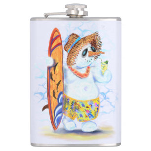 Cantil Engraçado Summer Snowman Surfer bebe coquetel fre