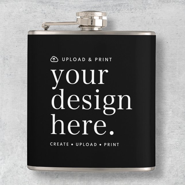 Cantil Envie seu design para Flask 6oz (Possibilities are endless with this fully editable stylish black flask template.)