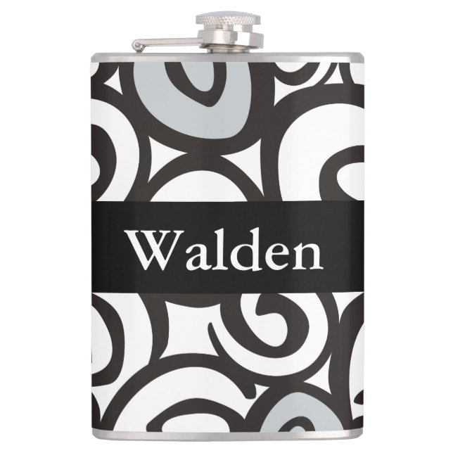 Cantil Espirais Padrão Preto e Branco + suas ideias (Frente)