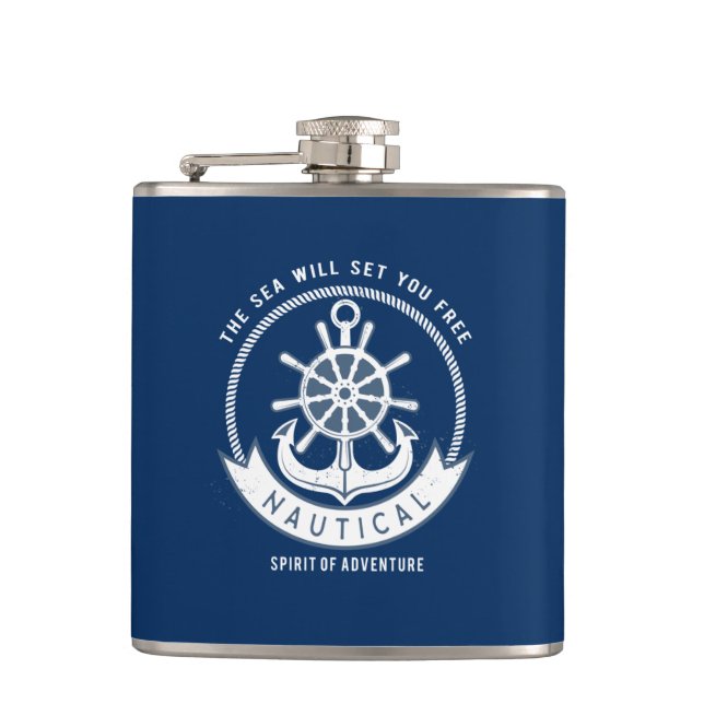 Cantil Espírito Náutico Âncora,Roda, Azul Marinho (Frente)