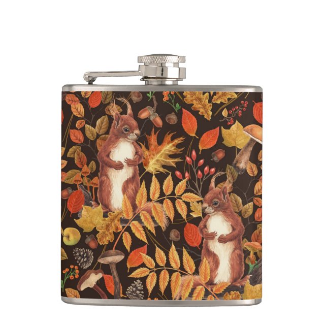 Cantil Esquilos e flora autóctones em castanho escuro (Frente)