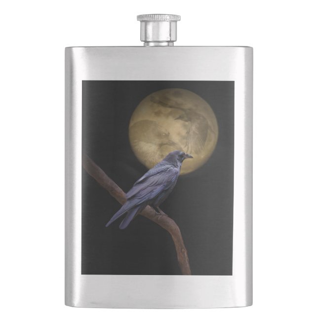 Cantil Estilo Gótico Muito Legal Raven e Lua Flask (Frente)