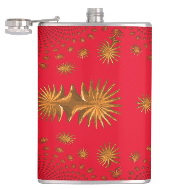 Cantil estrelas de ouro fractal, fundo vermelho (Aberto)