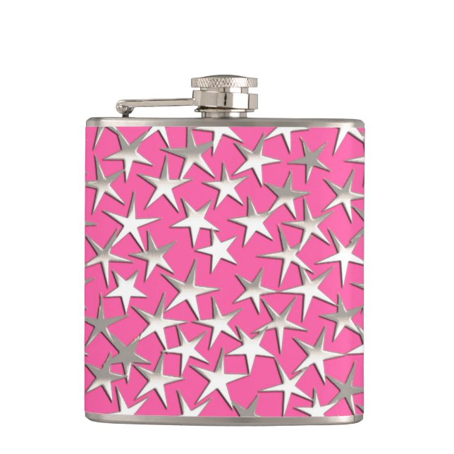 Cantil Estrelas prateadas de rosa fuchsia (Frente)