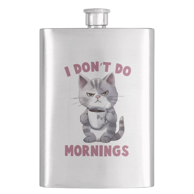 Cantil Eu não faço manhãs - Cinza gato com café (Frente)
