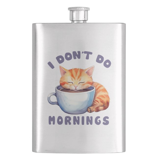 Cantil Eu não faço manhãs - Gato Laranja Bonito com Café (Frente)