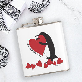 Cantil Eu Te Amo Mais! Pinguim e Coração Vermelho