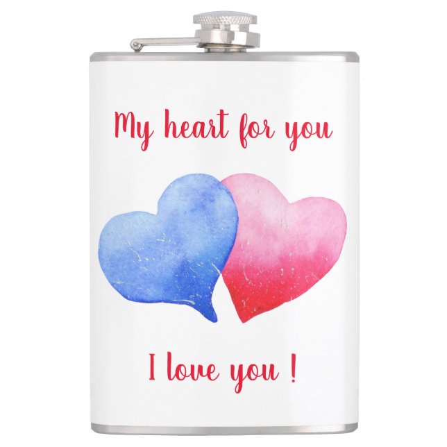 Cantil Eu te amo vermelho-d-água e coração azul (Frente)