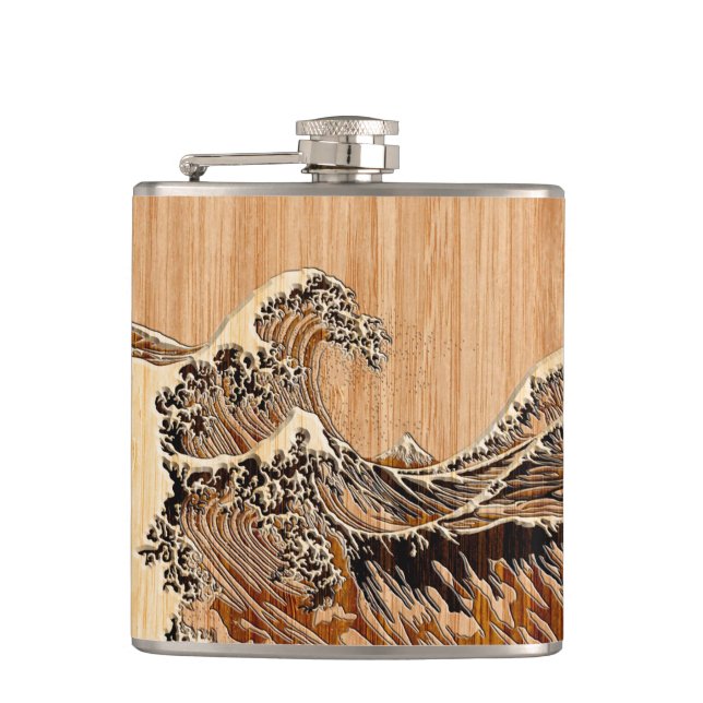 Cantil Excelente Hokusai Wave Bamboo Wood Style (Frente)