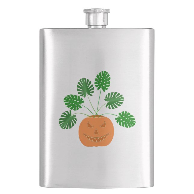 Cantil Fábrica de Monstera do Halloween em Pumpkin (Frente)