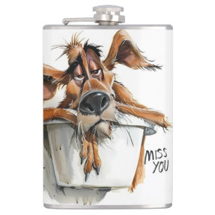 Cantil Falta-Te O Frasco - Design Adorável De Cachorro