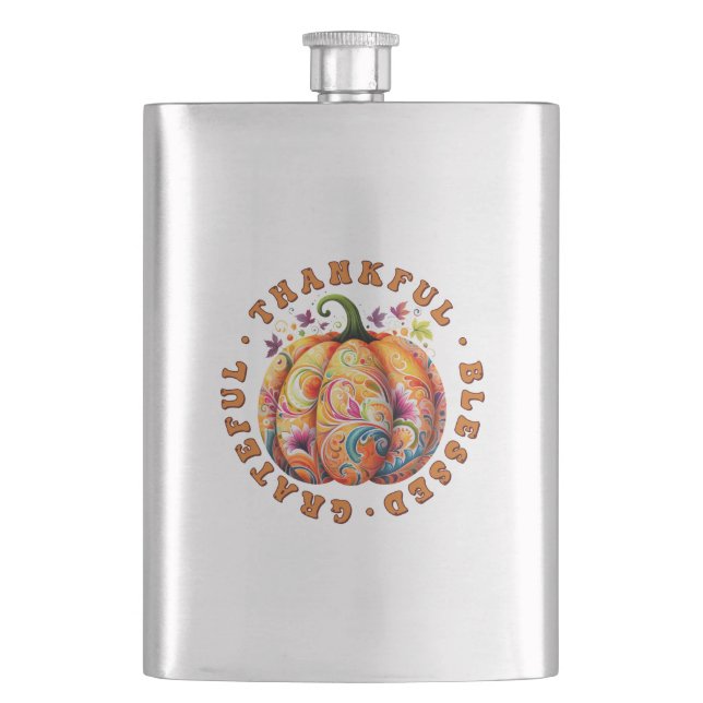 Cantil Feliz, Abençoado, Grata Pumpkin Floral (Frente)