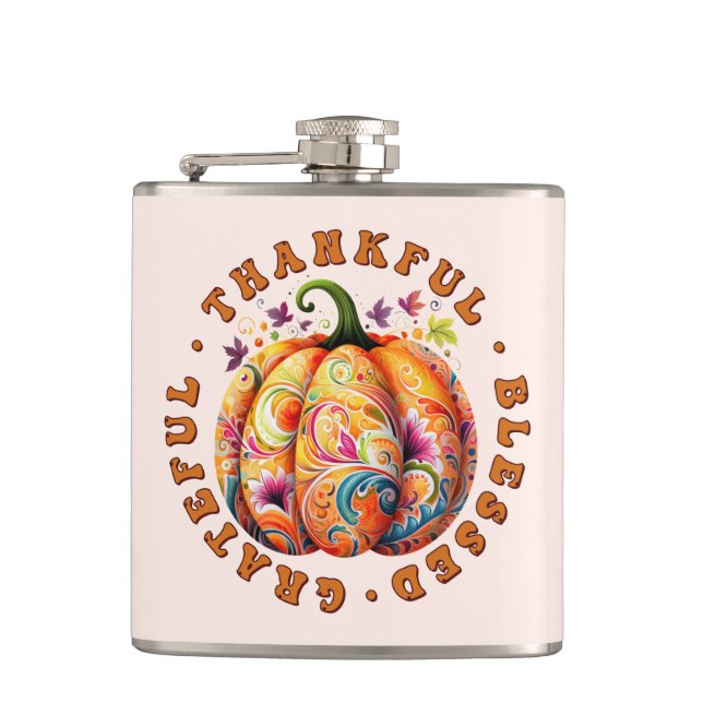 Cantil Feliz, Abençoado, Grata Pumpkin Floral (Frente)