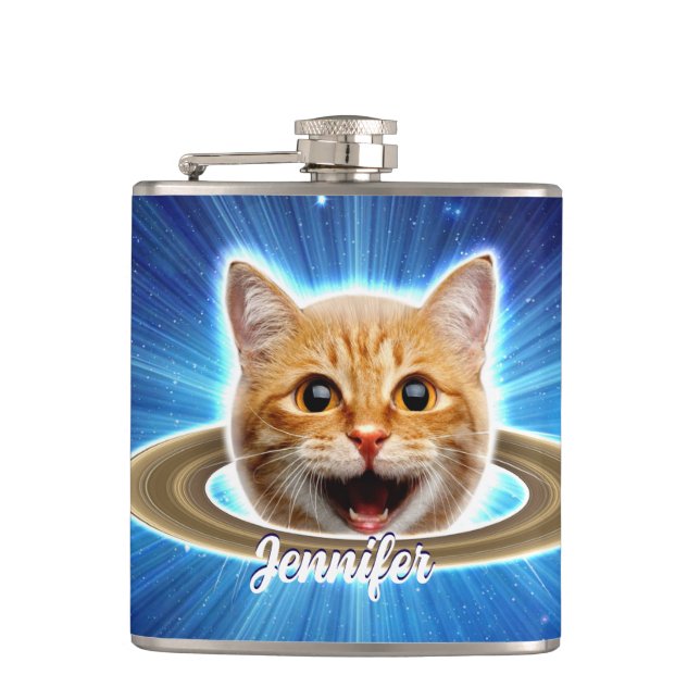 Cantil Feliz gato no espaço. (Frente)