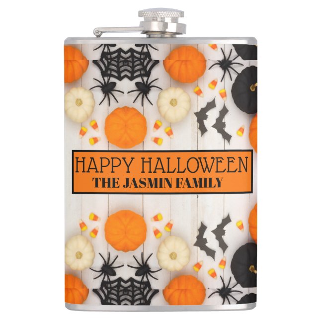 Cantil Feliz Halloween Abóbora Laranja (Frente)