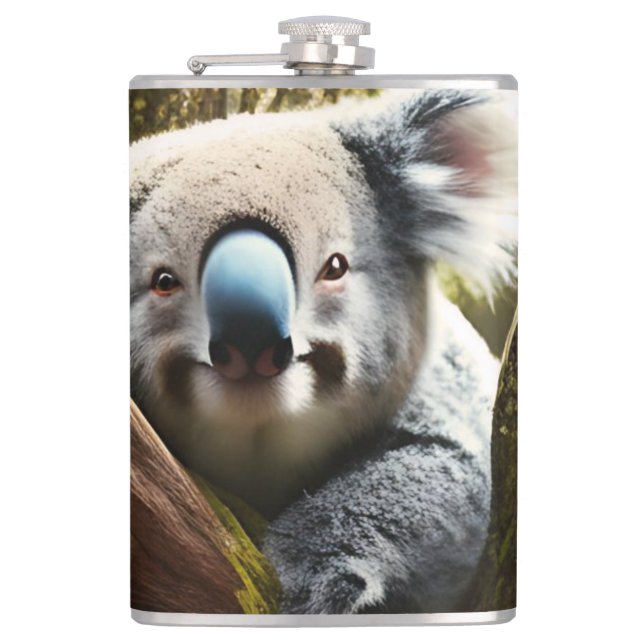 Cantil Feliz Koala Australiano Em Árvore, Hip Flask (Frente)