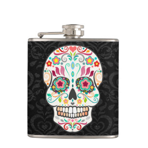 Cantil Feliz Muertos - garrafa festiva do crânio do
