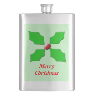 Cantil Feliz Natal Holly Flasks