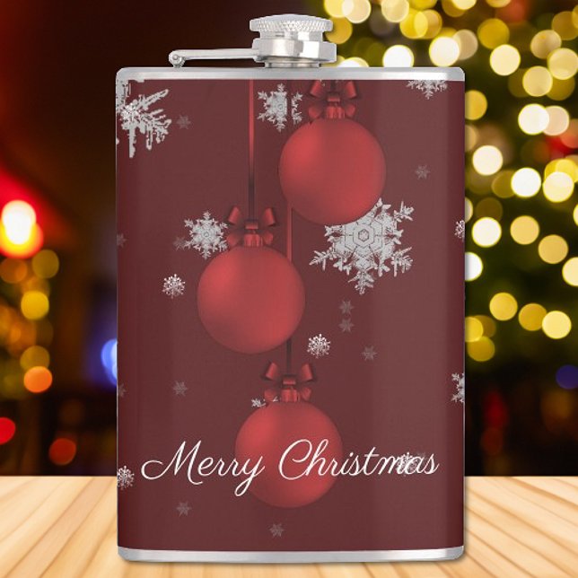 Cantil Feriado de Enfeites de natal vermelhos (Red Christmas Ornaments Holiday Flask)