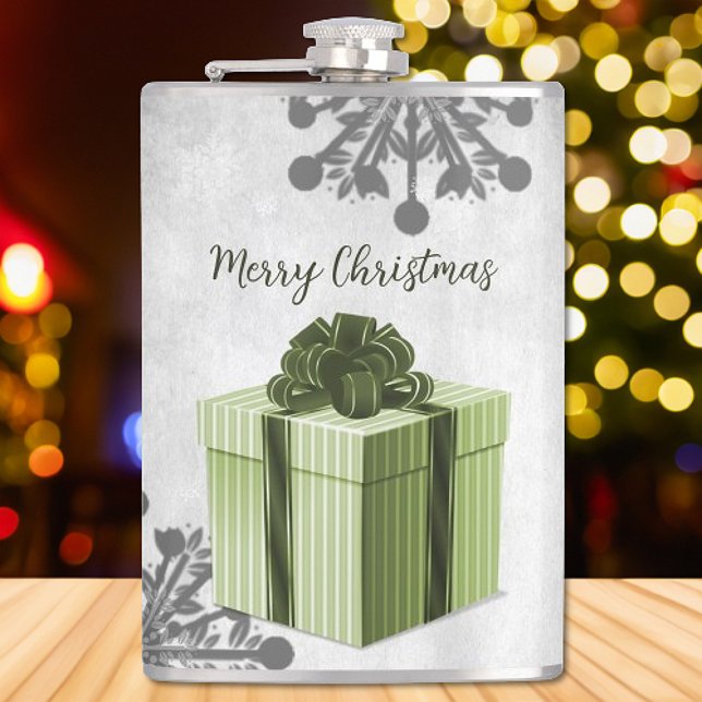 Cantil Feriado de Natal Verde (Green Christmas Gift Holiday Flask)