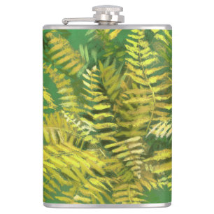 Cantil Fern, frondes, verde-verde-ouro amarelo-verde