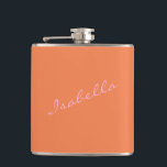 Cantil Festa de Casamento com Nome em Letra de Forma Eleg<br><div class="desc">Celebre com estilo com este cantil rosa e laranja com uma fonte de letra elegante. Perfeito para festas de despedida de solteira, chás de noiva e presentes para damas de honra, este design elegante é uma lembrança memorável. Uma ótima escolha para brindes de festa de casamento, viagens de meninas ou...</div>