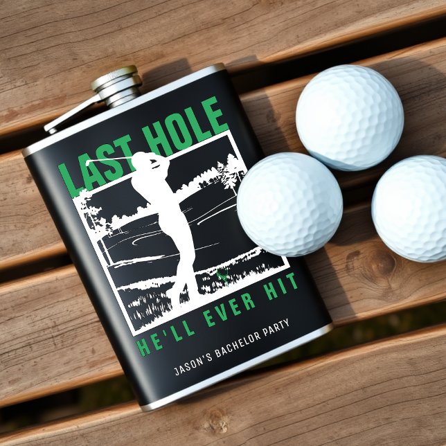 Cantil Festa de Despedida de Golfe Engraçado Último Burac (Golf Bachelor Party Funny Last Hole He'll Ever Hit Flask
)