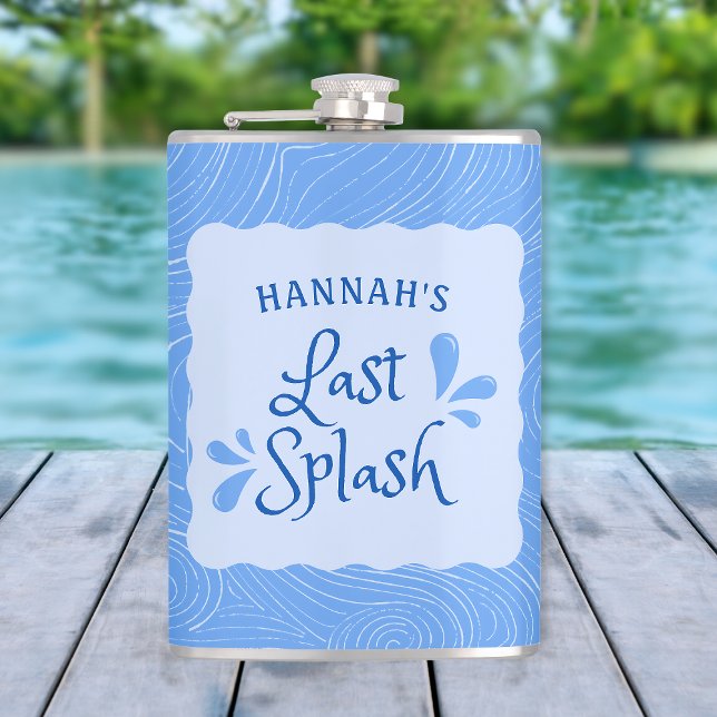 Cantil Festa de Despedida de Solteira "Último Splash" Per (Last Splash Theme custom name flask - a chic bachelorette party gift for a memorable celebration.)