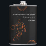 Cantil Fim de semana de festa com tema de basquete laranj<br><div class="desc">Este design apresenta um jogador de basquete em um fundo preto ousado, delineado em pinceladas suaves e fluidas de laranja claro que formam uma silhueta artística impressionante. As linhas limpas e modernas capturam a energia e a criatividade do basquete em um estilo único e descolado. O movimento dinâmico do jogador...</div>