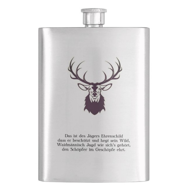 Cantil Flachmann mit Hirsch "Leitspruch" / Hip flask deer (Frente)