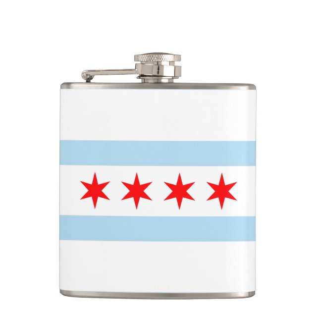 Cantil Flag of Chicago, Illinois Hip Flask (Frente)