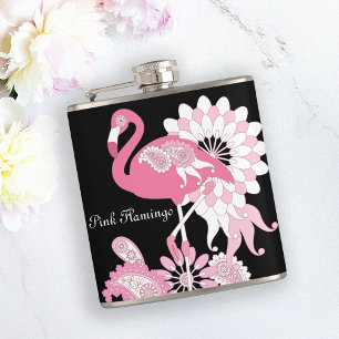 Cantil Flamingo Rosa Moderno Preto Caprichoso Pássaro Tro