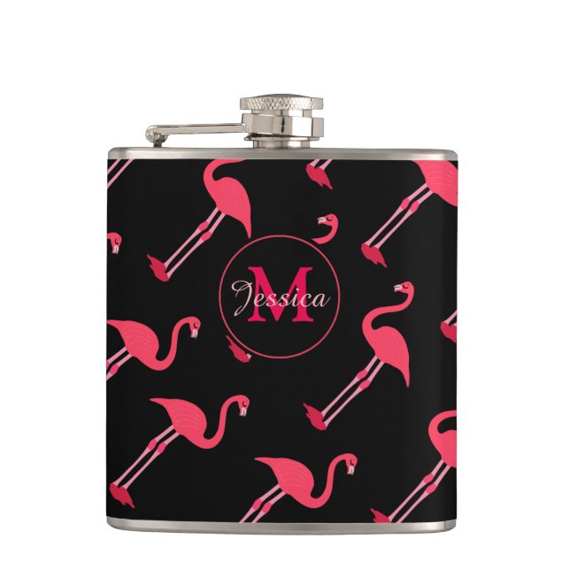 Cantil Flamingos cor-de-rosa em preto personalizado (Frente)
