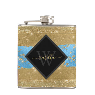 Cantil Flas de Monograma de Script Dourado Moderno e Dive