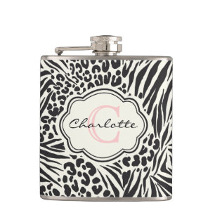 Cantil Fláscara Personalizada do Monograma Zebra Leopard