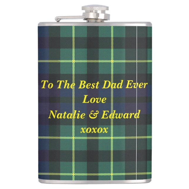 Cantil Flask - Amarelo, Verde e Azul Tartan (Frente)