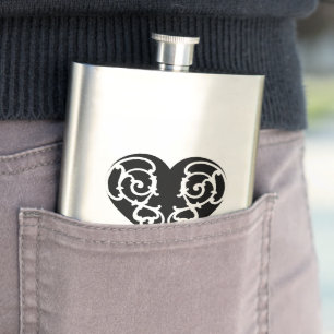 Cantil Flask &Clássico do Coração do Filigrão Branco Pret