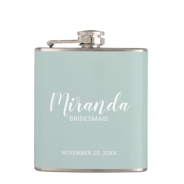 Cantil Flask de Bridesmaid Personalizado de Script Modern (Frente)